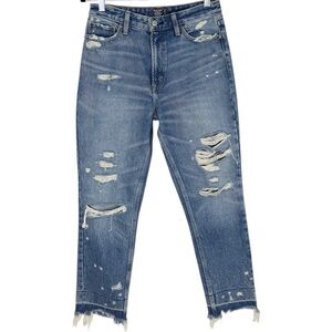 Abercrombie & Fitch Distressed Annie High Rise Girlfriend Ankle Jeans Size 27